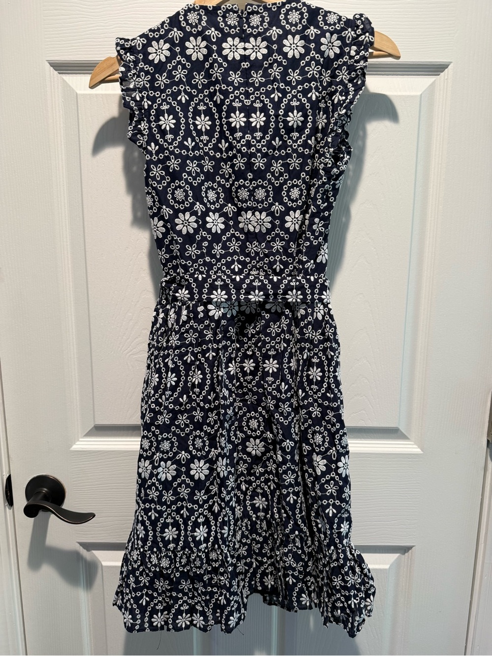 NWOT Kate Spade Navy Floral Ruffle Tie-Detail Mini Dress - Picture 3 of 5